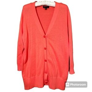 NWT AB Studio coral button down cardigan size extra large
